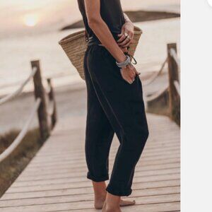 MIKUTA THE BLACK LOOSE LINEN PANTS XS